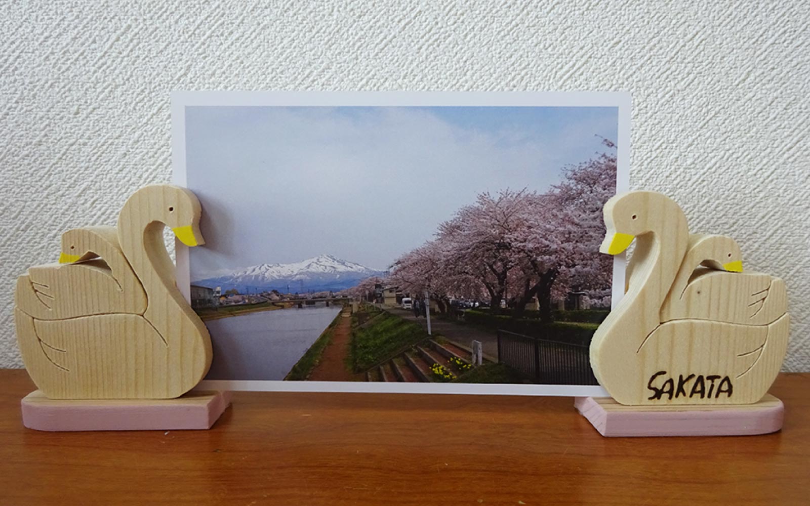 白鳥の写真立て ピンク